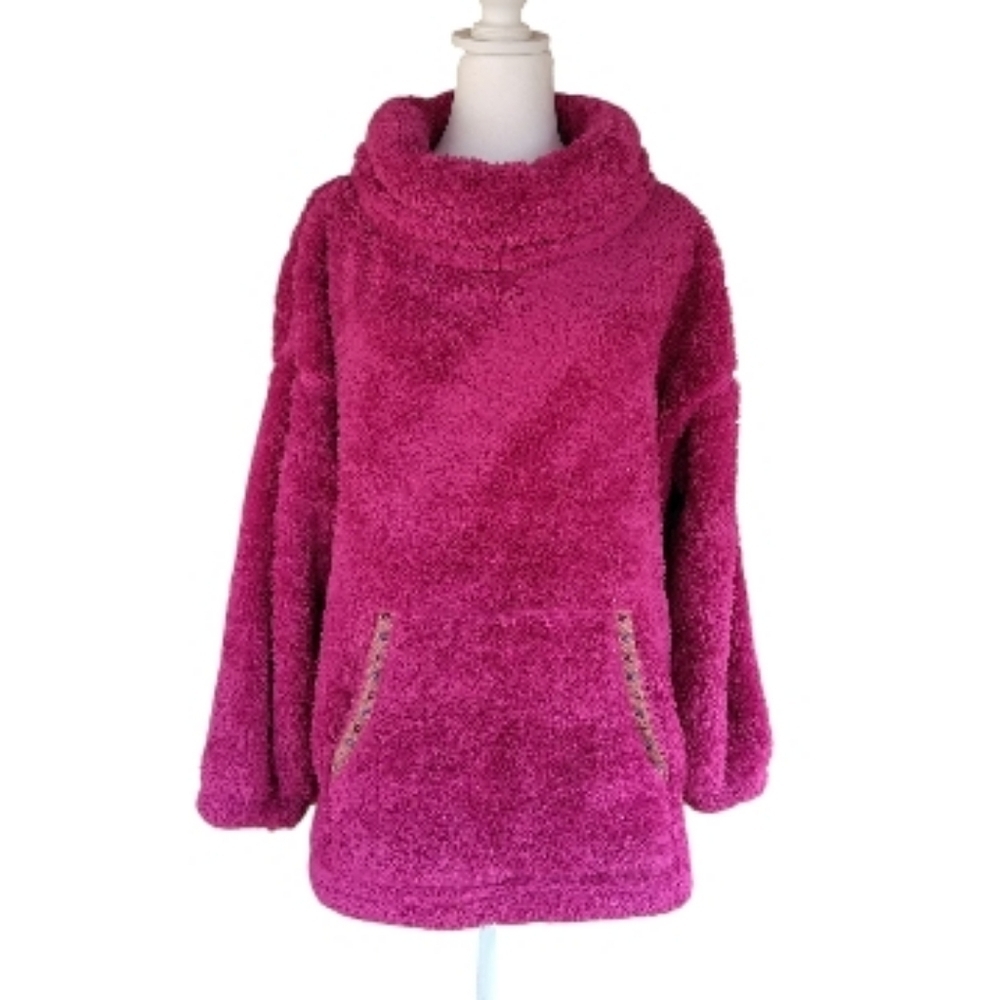 Sundance Sasha Burgundy Fleece Teddy Cowl Neck Pullover Sweater Size Small - Picture 2 of 9